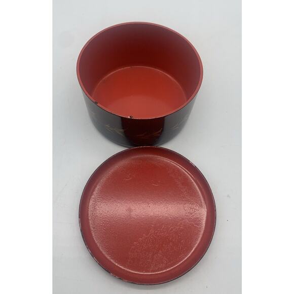 Vtg MCM Russian Handpainted Lacquered Floral Trinket Box Signed - Picture 4 of 6